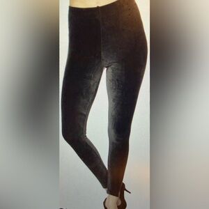 Women's Super Soft Solid Velour Brushed Ankle Leggings Black Small- Large